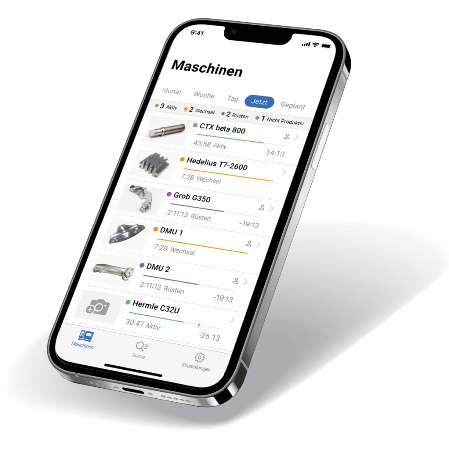 Die Smart Factory App auf einem Smartphone