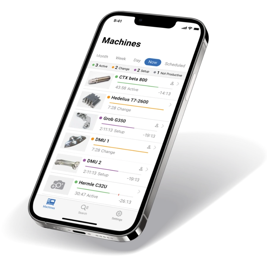 De Smart Factory-app op een telefoon